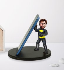 Kişiye Özel Karikatürlü Süper Kahraman Ahşap Biblo Telefon Standı-6