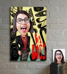 Kişiye Özel Bayan Big Boss Karikatür Ahşap Tablo - 3