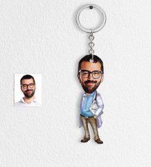 Kişiye Özel Bay Başhekim Karikatür Anahtarlık - 1