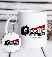 Kişiye Özel Özel Eğitim Öğretmeni Beyaz Kupa ve Anahtarlık Hediye Seti-1