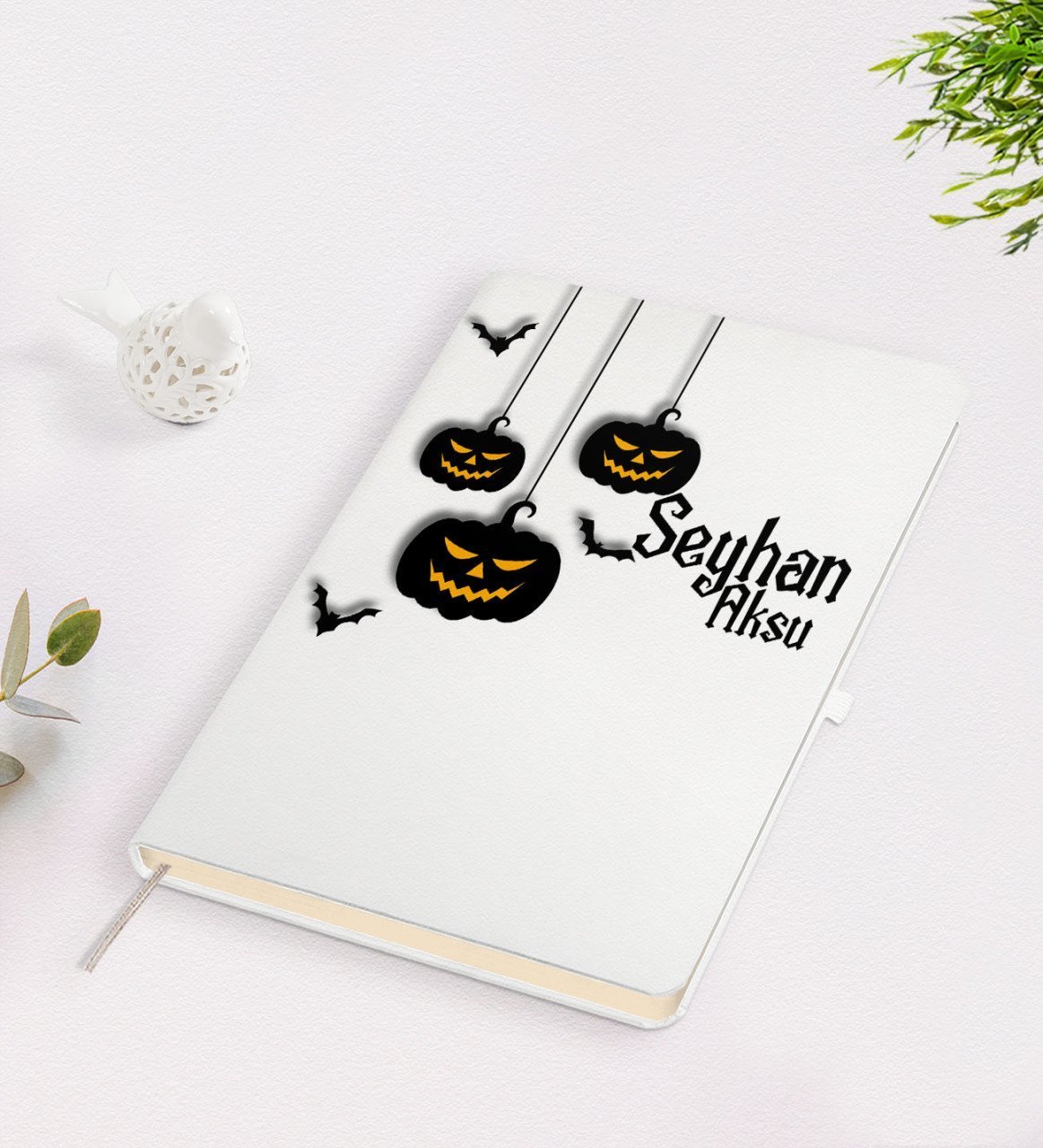 Kişiye Özel Happy Halloween Tasarımlı Beyaz Defter-9