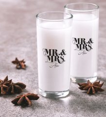 Kişiye Özel Renkli Baskılı Bay ve Bayan İkili Rakı Bardağı Seti-1