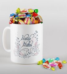 Kişiye Özel Sevgililer Günü Beyaz Kupa ve Haribo Şeker Hediye Seti-125