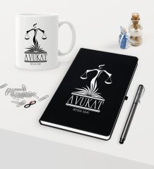 Kişiye Özel Avukat Temalı Siyah Defter Kalem Kupa Seti - 5