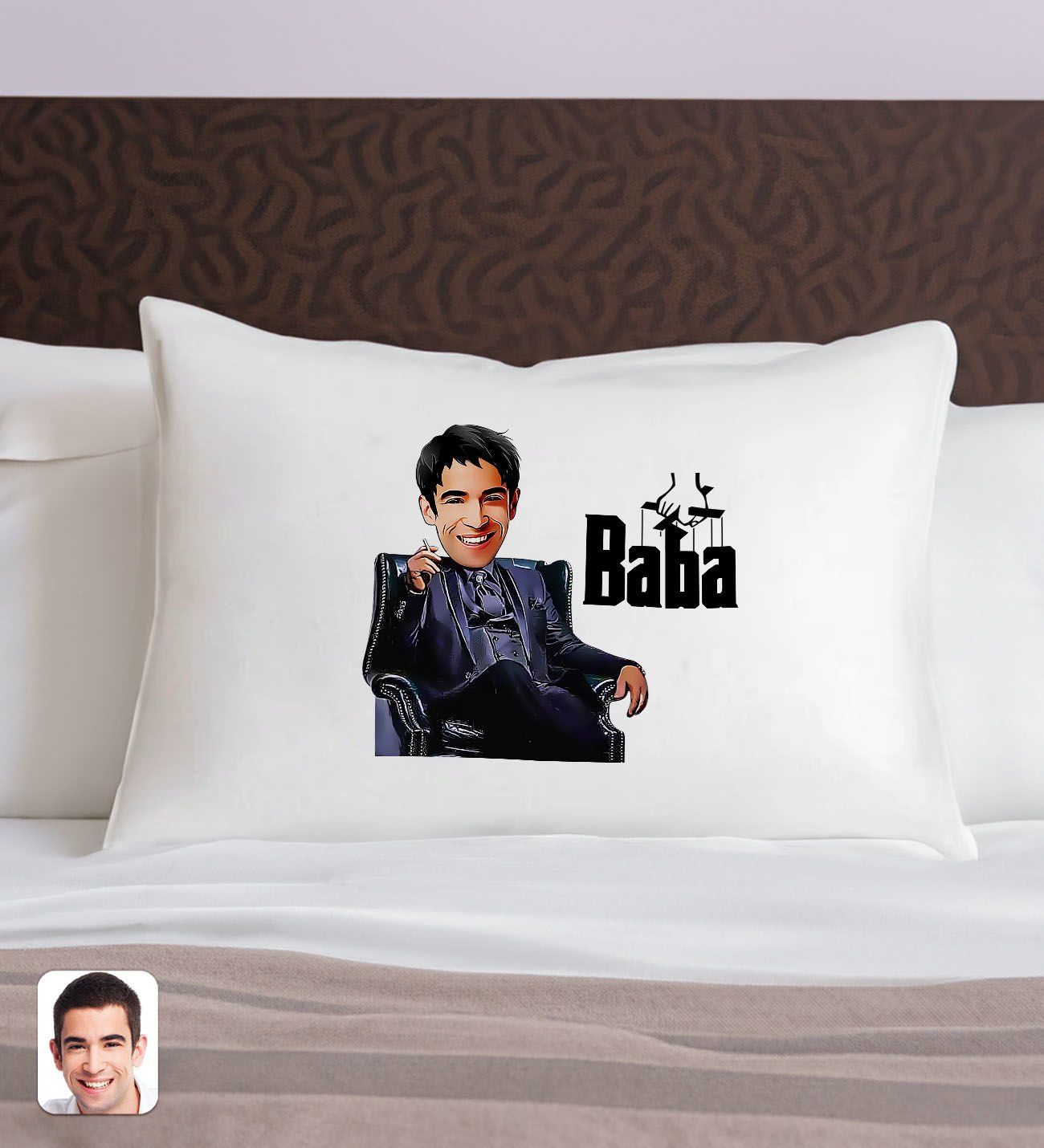 BK Gift Kişiye Özel Karikatürlü The Baba Tasarımlı Pamuklu Yastık Kılıfı-2 50x70cm, Babaya Hediye, Babalar Günü Hediyeleri