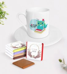 Kişiye Özel En İyi Öğretmen Türk Kahvesi Fincanı ve Çikolata Hediye Seti-9