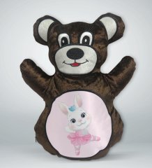 BK Gift Tavşan Tasarımlı Kahverengi Ayıcık Yastık-1