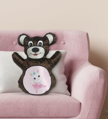 BK Gift Tavşan Tasarımlı Kahverengi Ayıcık Yastık-1