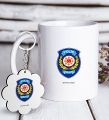 Kişiye Özel Mesleki Polis Çevik Kuvvet Beyaz Kupa ve Anahtarlık Hediye Seti-1
