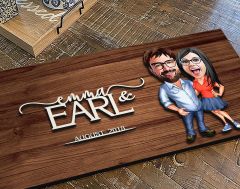BK Gift Kişiye Özel Sevgililer Karikatürlü Kabartma Figürlü Ahşap Tablo, Duvar Dekoru, Arkadaşa Hediye, Özel Tasarım Ev Hediyesi-105