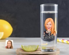 Kişiye Özel Renkli Baskılı Kadın Karikatürlü Vodka Bardağı-75