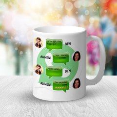Kişiye Özel WhatsApp Anne Mesajlı Beyaz Kupa Bardak - 1