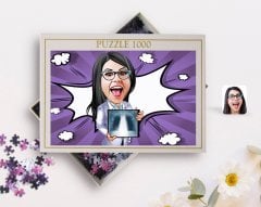 Kişiye Özel Kadın Radyolojist Karikatürlü 1000 Parça Profesyonel Puzzle-1