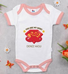BK Kids Kişiye Özel Pembe Bebek Body Zıbın - Model 16