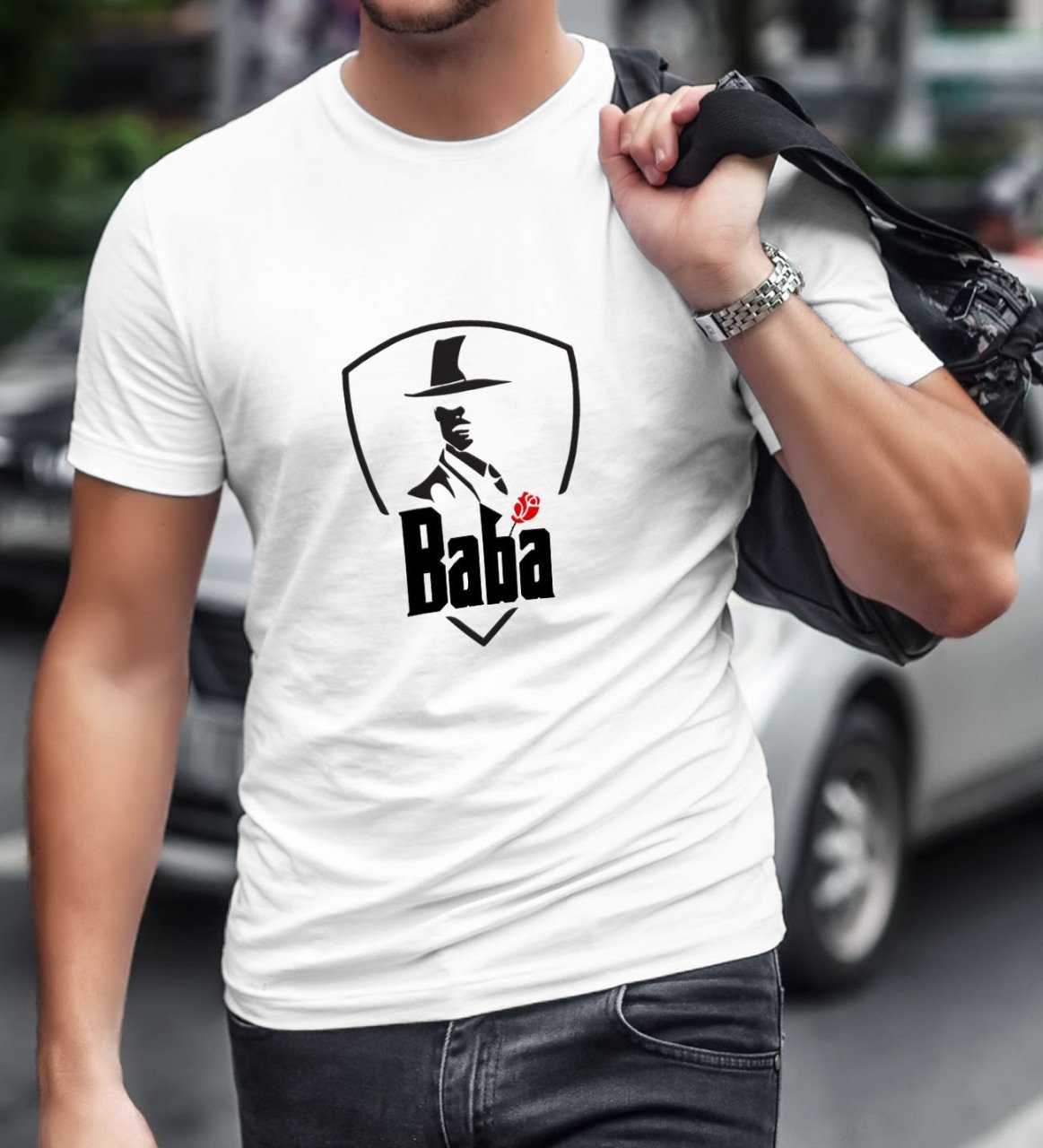 BK Home Godfather Baba Tasarımlı Beyaz T-Shirt-15