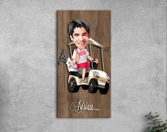 BK Gift Kişiye Özel Golf Oyuncusu Karikatürlü Kabartma Figürlü Ahşap Tablo-6, Arkadaşa Hediye, Sevgiliye Hediye, Duvar Dekoru