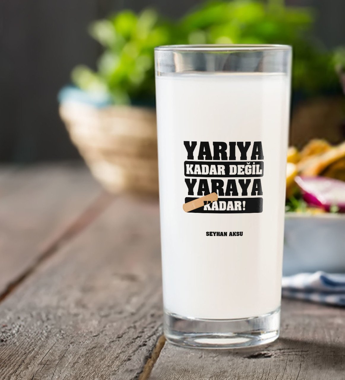 Kişiye Özel Renkli Baskılı Yarıya Kadar Değil Yaraya Kadar Rakı Bardağı-2