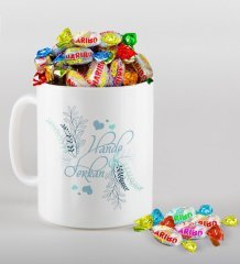 Kişiye Özel Sevgililer Günü Beyaz Kupa ve Haribo Şeker Hediye Seti-122