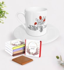 Kişiye Özel En İyi Öğretmen Türk Kahvesi Fincanı ve Çikolata Hediye Seti-7
