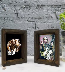 Bk Gift Erkin Baba Tasarımlı Dekoratif 2'li Doğal Masif Ahşap Çerçeve 15x20cm-1
