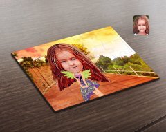 Kişiye Özel Kız Çocuk Karikatürlü Ahşap Puzzle-11
