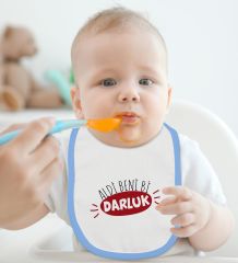 BK Kids Darluk Tasarımlı Mavi Bebek Body Zıbın ve Mama Önlüğü Hediye Seti-1