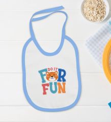 BK Kids For Fun Tasarımlı Mavi Bebek Body Zıbın ve Mama Önlüğü Hediye Seti-1