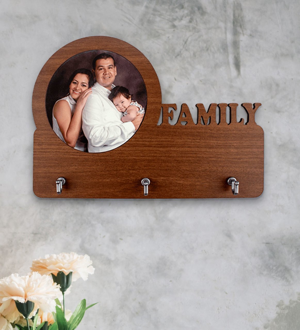 Kişiye Özel Family Ahşap Anahtar Askılığı