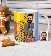 Kişiye Özel Bay Big Boss Karikatür Beyaz Kupa Bardak - 4