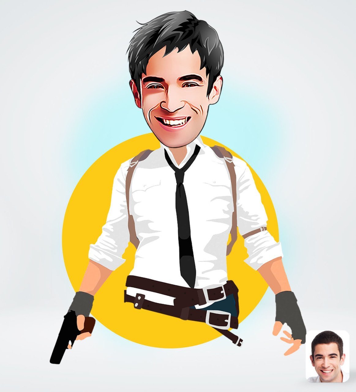 Kişiye Özel Erkek Pubg Tasarımlı Dijital Karikatür-8