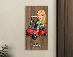 BK Gift Kişiye Özel Golf Oyuncusu Karikatürlü Kabartma Figürlü Ahşap Tablo-5, Arkadaşa Hediye, Sevgiliye Hediye, Duvar Dekoru