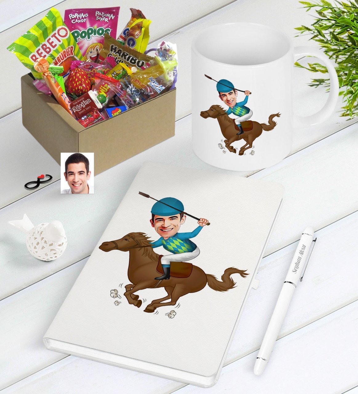 Kişiye Özel Bay Jokey Karikatürlü Nostaljik Lezzetler Defter Kalem Kupa Hediye Seti