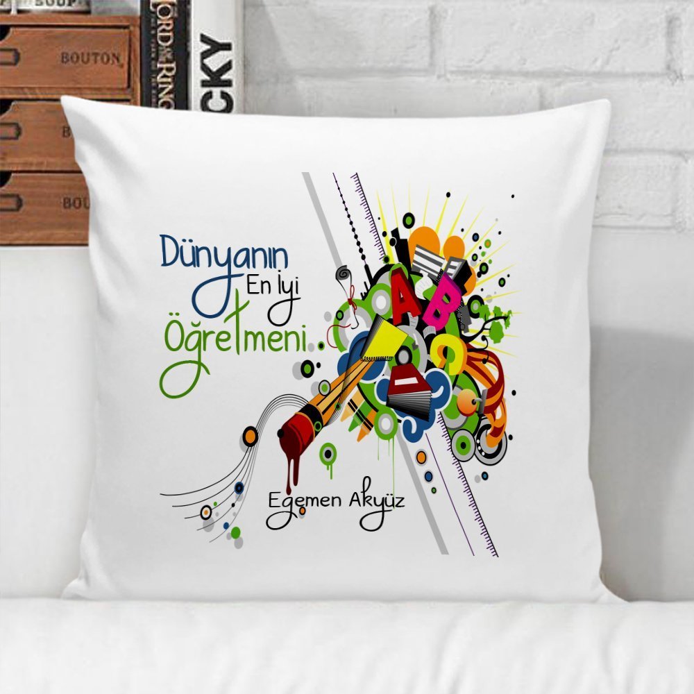 Kişiye Özel Beyaz Yastık Kılıfı (Öğretmenler Günü Temalı-28)