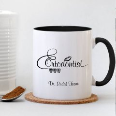 Kişiye Özel Mesleki Ortodontist Siyah Kupa Bardak
