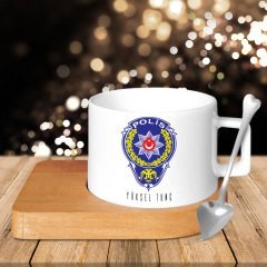 Kişiye Özel Mesleki Polis Ahşap Altlıklı Seramik Fincan - 2