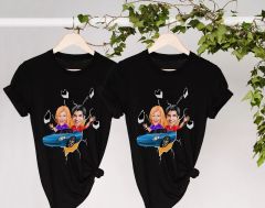 BK Gift Kişiye Özel Sevgililer Karikatürlü İkili Siyah T-shirt Seti, Sevgililer Hediye, Çift Hediyesi, Yıl Dönümü Hediyesi, Kişiye Özel Tişört-21
