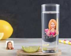 Kişiye Özel Renkli Baskılı Kadın Karikatürlü Vodka Bardağı-49