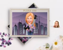 Kişiye Özel Kadın Profesyonel Fotoğrafçı Karikatürlü 1000 Parça Profesyonel Puzzle-1