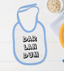 BK Kids Darlandum Tasarımlı Mavi Bebek Body Zıbın ve Mama Önlüğü Hediye Seti-2