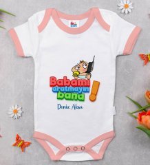BK Kids Kişiye Özel Pembe Bebek Body Zıbın - Model 14