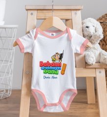 BK Kids Kişiye Özel Pembe Bebek Body Zıbın - Model 14