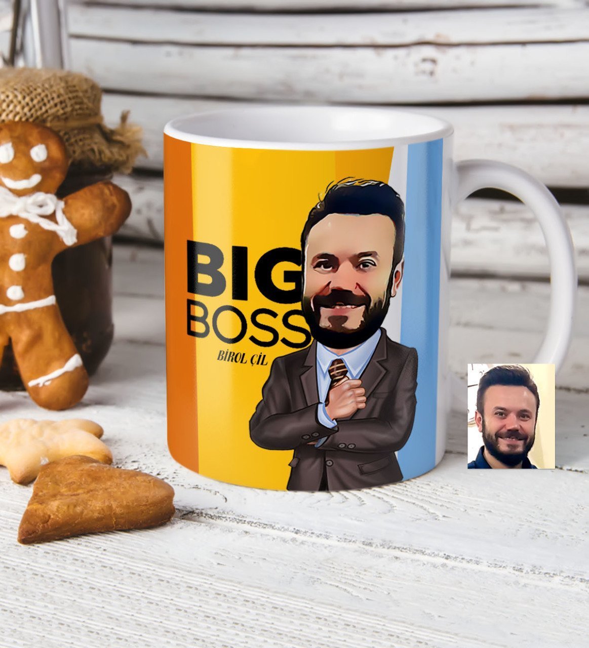 Kişiye Özel Bay Big Boss Karikatür Beyaz Kupa Bardak - 3
