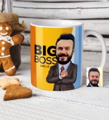 Kişiye Özel Bay Big Boss Karikatür Beyaz Kupa Bardak - 3