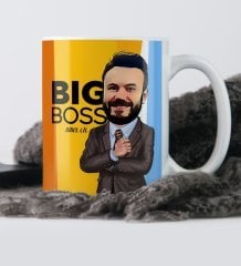 Kişiye Özel Bay Big Boss Karikatür Beyaz Kupa Bardak - 3