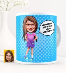 Kişiye Özel Kolay Yetişmiyor Kız Çocuk Karikatürlü Beyaz Kupa Bardak - 5