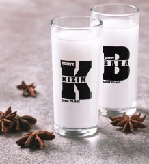 Kişiye Özel Renkli Baskılı Baba Kız İkili Rakı Bardağı Seti-1