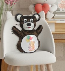 BK Gift Tatlı Ayıcık Tasarımlı Kahverengi Ayıcık Yastık-2