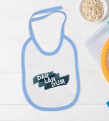 BK Kids Darlandum Tasarımlı Mavi Bebek Body Zıbın ve Mama Önlüğü Hediye Seti-1