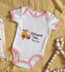 BK Kids Kişiye Özel Pembe Bebek Body Zıbın - Model 13