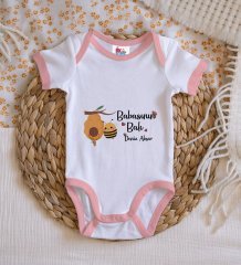 BK Kids Kişiye Özel Pembe Bebek Body Zıbın - Model 13